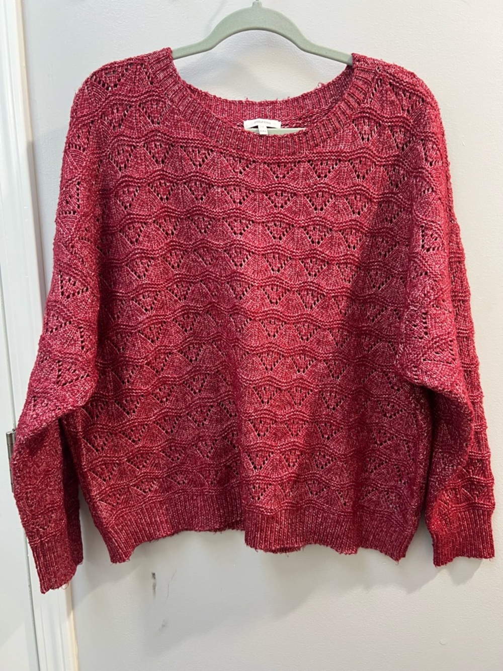 Maurices Open-Knit Scoop Neck Sweater in Berry
